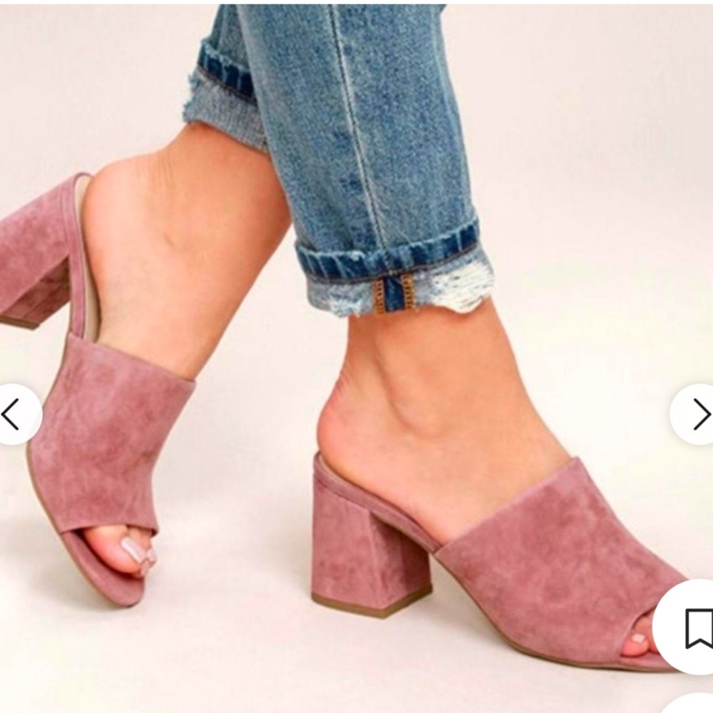 Pink suede Seychelles slides